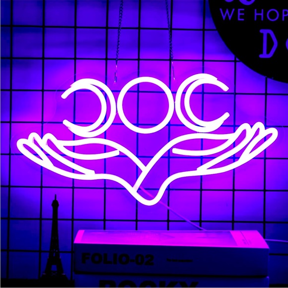 Lunar Empress Purple Neon Tarot Magical Light Astrology Sign Bedroom Wall Decor - Picture 2 of 6